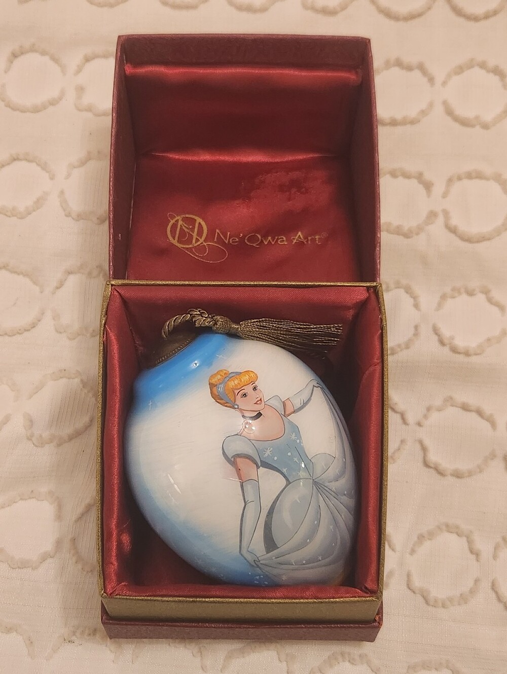 Hallmark X Disney Princess Ne'Qwa Art Cinderella Hand-Painted Glass Ornament